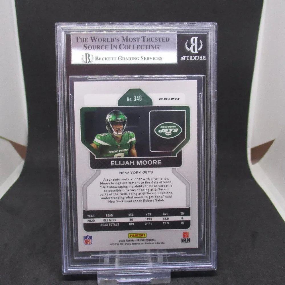2021 Panini Prizm Elijah Moore Rookie Pink New York Jets #346 RC BGS 9